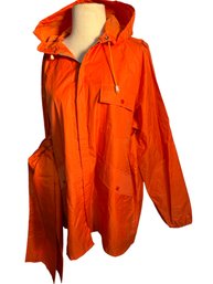 Lot 323- Weatherite Vintage New Orange Rain Pant Suit With Hood - Coat And Pants DeLux - Size Medium