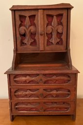 Lot 515- Antique Wood Jewelry Box Armoire Cabinet