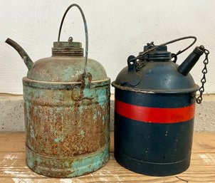 Lot 42- Old Metal Gas Oil Cans - Lot Of 2
