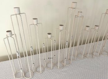 Lot  101SES - 2 Vintage Mid Century Industrial Candelabra Metal Candle Holders - Stunning