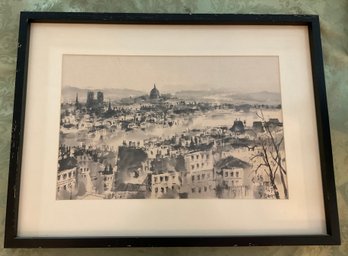 Lot 95- 1967 Park On Parchment Signed Artist Kazunari Ogata - Paris