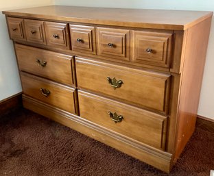 Lot 74- 6 Drawer Solid Maple Long Dresser