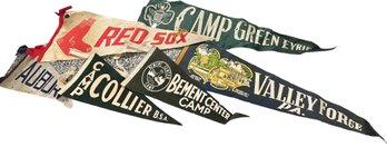 Lot 308SES - 6 Vintage Pennants - Red Sox - Girl Scouts - Summer Camps - Valley Forge PA