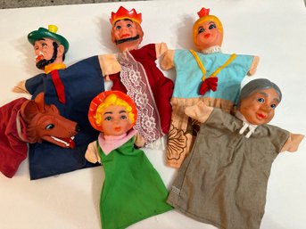 Lot 106 - 6 Very Cool 1960s Vintage Rubber Head Mr. Rogers Puppets - Little Red Riding Hood - Snow White