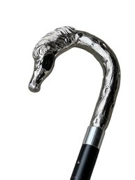 Lot 332- Silver Equestrian Horse Head Cane - 31 Inches