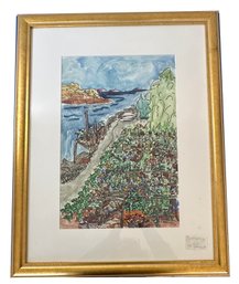 Lot 308 -  Waters Edge Expressionist Watercolor Original Painting By Lynn Loscutoff