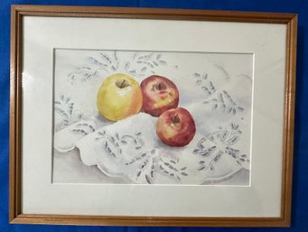 Lot 309 - Original Painting Apples Fruit Watercolor By North Reading Artist Louise Anderson
