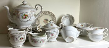 Lot 550- Tea Cups - Tea Pot - Dessert Plates - Time For Tea! Cream & Sugar