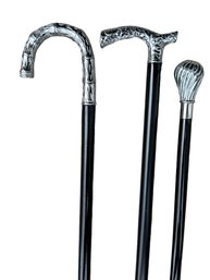 Lot 336- Royal Canes Beautiful Silver Topped - Walking Sticks - Lot Of 3 - 31 Inches