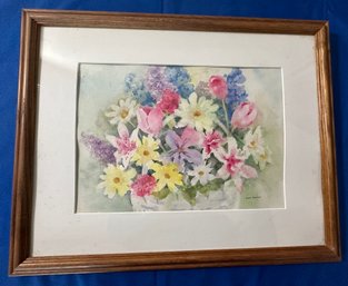 Lot 312 - Stunning Floral Still Life Watercolor Original Painting By Artist Louise Anderson Framed