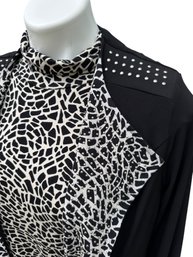 Lot 338- CHICOs Set- Size 2 -  Black Twin Set Studded Jacket And Shirt In A Leopard Pattern