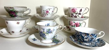 Lot 554- Lefton - Regency - Staffordshire - Roslyn - Royal Standard - 8 Vintage Tea Cups