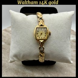 Lot 225- 14K Gold Waltham Antique Ladies Watch