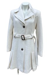 Lot 346- DKNY Donna Karan Long White Warm Winter Fall Coat - Holiday