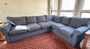 Rowe Furniture Blue 2 Piece Sectional Upholstered Couch With Sleeper Sofa - NICE!