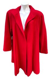 Lot 348- J Gallery Bright Red Wool Coat - Pretty Large Button - Womens Size 9/10 - Christmas Holiday Party