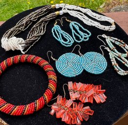 Lot 313- Summer Time Jewelry -Seed Beads Beaded Lot - Necklace - Earrings - Bracelet