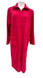 Lot 351- COZY Super Soft LL Bean Fleece Robe Red Womens Pajamas Pjs Size M Petite - Night Gown