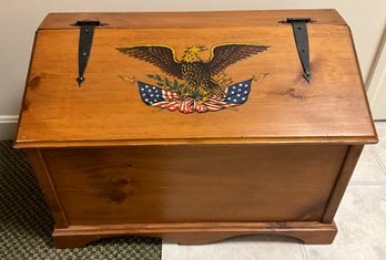 Lot 58- Pine Storage Chest With Eagle