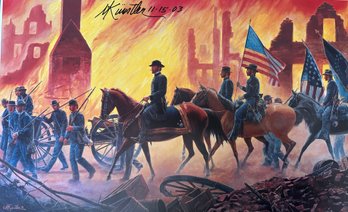 Lot 310JR - Evening With Mort Kunstler - War Is Hell, Poster Georgia Nov. 15 1864 - Civil War Art - Signed