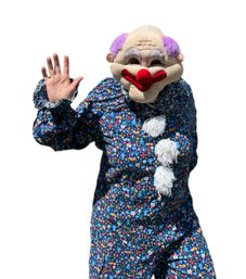 Lot 361- HALLOWEEN! Handmade Clown Adult Jumpsuit - Costume Cloth Clown Face - 1980s - Party