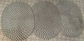 Lot 579- Tan And Blue Braided Scatter Rugs - Lot Of 3