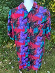 Lot 505 - Islander Vintage Colorful Red Purple Hawaiian Tropic Shirt Mens Size XL