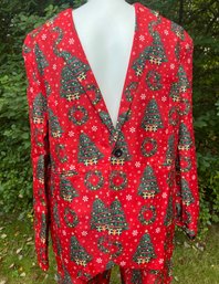 Lot 510- HO HO HO! Festive Christmas Two Piece Suit Outfit Blazer And Pants With Tags Mens 4XL