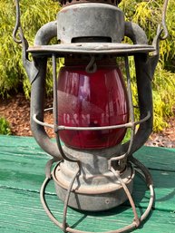 Lot 318- Dietz Vesta B & M Boston & Maine Railroad Etched Red Glass Railway Lantern