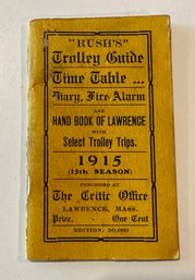Lot 318 - Antique 1915 Trolley Guide Time Table Lawrence MA - Great Ads!