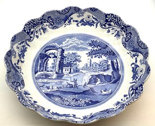Lot 4- Spode Blue Italian 10 Inch Round Fluted Dish - Made In England