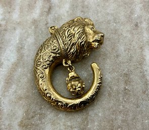 Lot 6- Costume Lions Head Curved Tail Victorian Style Brooch Pin