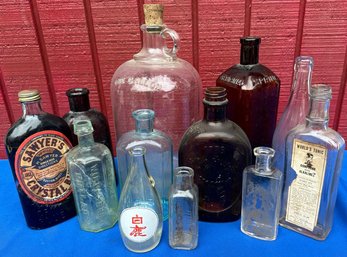 Lot 327 - Antique Bottle Lot - Water Medicine Bottle - South Reading - Richardsons - 1776 - Gallon Jug