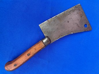 Lot 527 - Vintage Foster Bros Meat Cleaver Knife 7 Solid Steel With Wood Handle