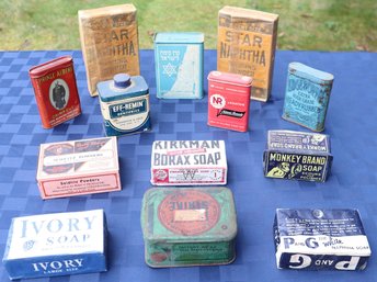 Lot 223 - Advertising Items-  Monkey Brand - Ivory - Laxatives- 13 Piece Vintage Assorted Tins & Soap Lot