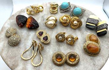 Lot 14- Clip On Earrings - Some Signed - Napier- Monet Lot Of 13 Pairs