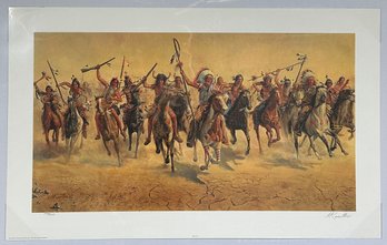 Lot 339JR- Large War Cry - Native Americans - Signed By Artist Mort Kunstler - Numbered 283/700