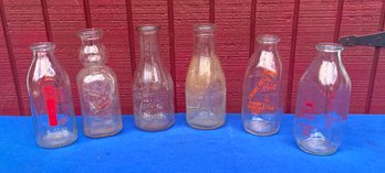 Lot 533 - Lot Of 6 Vintage Glass Milk Dairy Bottles Assorted - Laurel Hill - Boylans - United Farmers