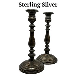 Lot 274- Gorham Sterling Silver Weighted Candle Sticks - 10 Inches