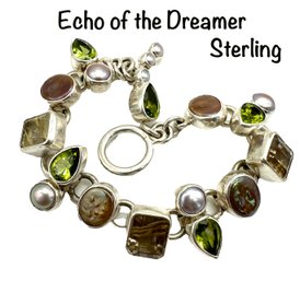 Lot 1SL - Stunning Sterling Bracelet Echo Of The Dreamer With Pearls, Peridot, Rutilated Quartz