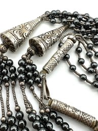 Lot 3SL - Unique Sterling Silver & Hematite Necklace Multiple Strands