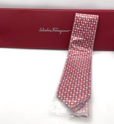 Salvatore Ferragamo Sheep With Yarn Silk Mens Necktie With Packaging