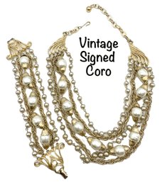 Lot 5SL - Set Of 2 Vintage Signed Coro Necklace & Bracelet