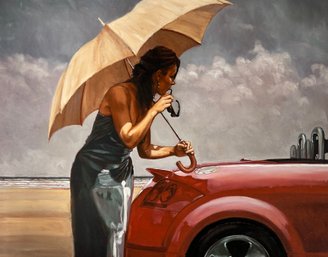 Lot 368JR- 'Red Hot' Woman And Car - Signed By British Artist Mark Spain Limited Edition 80/395