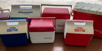Lot 332- Beachy! Little Playmate - Rubbermaid - Gott 30 - Lot Of 7 Coolers - Various Sizes