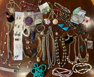 Lot 1- Mixed Collection Of Costume Jewelry - Necklaces - Bracelets - Earrings - Watch - Bracelet