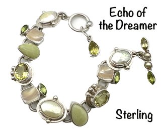 Lot 10SL - Stunning! Echo Of The Dreamer Sterling Silver Peridot Pearl Bracelet