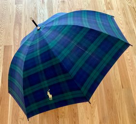 Lot 204SES- Ralph Lauren Blue Green Plaid Umbrella - Nice!