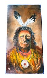 Lot 374SES- Native American Original Painting On Canvas - Signed DF