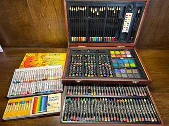 Lot 302 - Art Kit - Pencils - Crayons - Paints - Cray-pas - Oil Pastels - Artist Wood Box